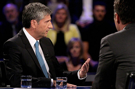 © ORF/Milenko Badzic Die Spitzenkandidaten Michael Spindelegger (ÖVP) und Heinz-Christian Strache (FPÖ)