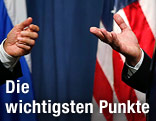 H&auml;nde vor russischer und amerikanischer Fahne