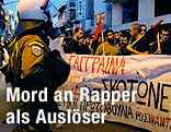 Demonstranten und Polizei in Athen