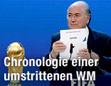 FIFA-Präsident Sepp Blatter gibt im Dezember 2010 Katar als Ausrichter der Fußball-WM 2022 bekannt