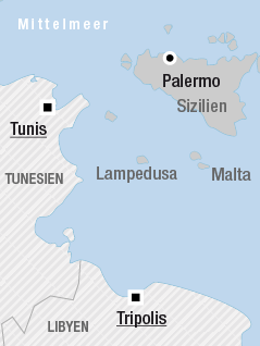 © APA/ORF.at Karte von Lampedusa