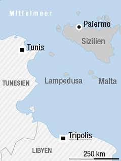 © APA/ORF.at Karte von Lampedusa