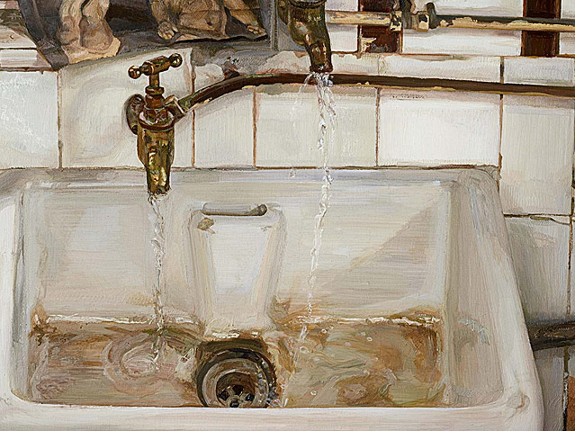 © KHM/www.bridgemanart.com Bild "Two Japanese Wrestlers by a Sink, 1983-87" von Lucian Freud