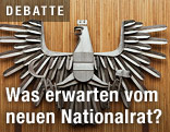 Wappen der Republik Österreich im Plenarsaal des Parlaments 