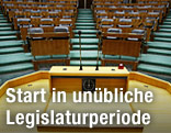 Blick in den Plenarsaal des Parlaments vom Rednerpult aus