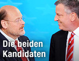 Die beiden Kandidaten zur New Yorker Bürgermeisterwahl Joe Lhota (Republikaner) und Bill de Blasio (Demokrat)