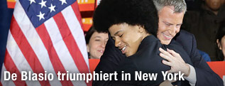 Bill de Blasio, neuer Bürgermeister von New York City, mit seiner Familie