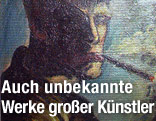 Bildausschnitt einer Reproduktion des Gemäldes "Selbstportrait Rauchend" von Otto Dix