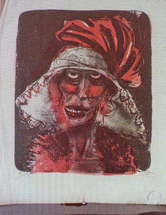 © APA/AP/Kerstin Joensson Ein Beamer projiziert die Reproduktion eines Gemäldes von Otto Dix