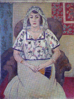 © APA/AP/Kerstin Joensson Ein Beamer projiziert die Reproduktion des Gemäldes von Henri Matisse namens "Sitzende Frau"