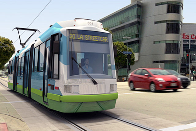 © AP/Los Angeles Streetcar, Inc Illustration einer neuen Straßenbahn in Los Angeles