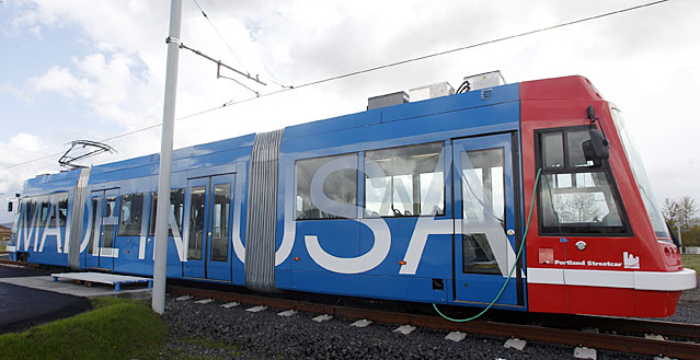 © AP/Rick Bowmer Straßenbahn mit Aufschrift "Made in USA"