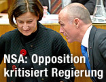 Innenministerin Johanna Mikl-Leitner (&Ouml;VP) und Verteidigungsminister Gerald Klug (SP&Ouml;)