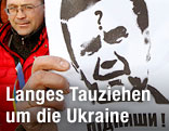 Flugblatt mit Bild des ukrainischen Präsidenten Janukowitsch