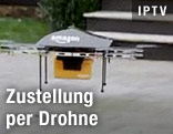 Eine Amazon-Drohne mit Paket