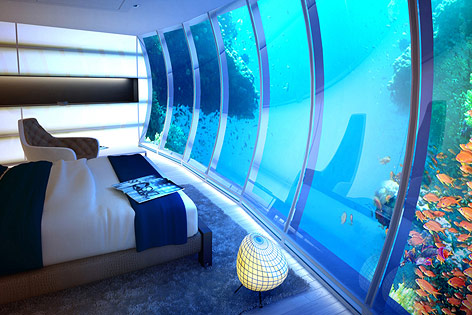 © 2011 Deep Ocean Technology Zimmer des Underwater Hotel Dubai