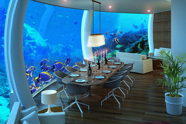 © Poseidon Undersea Resorts Wohnzimmer einer Suite des Poseidon Undersea Resorts