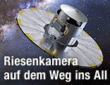Grafik des Astronomie-Teleskop „GAIA“ im All