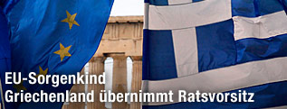 Griechische und EU-Fahne
