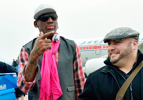 © Reuters/Kyodo Basketball-Profi Dennis Rodman in Pjöngjang