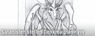 Zeichnung einer Teufelsstatue von Satanic Temple, die die Gruppe vor dem Oklahoma State Capitol aufstellen will