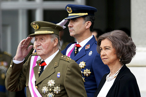 Spanien König Juan Carlos, Kronprinz Felipe und Königin Sofia bei einer Zeremonie am Dreikönigstag 2014