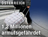 Armer Mann geht über eine Straße