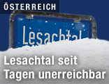 Eingeschneites Ortsschild "Lesachtal"