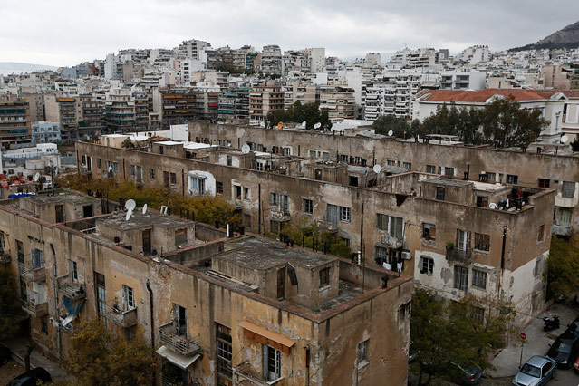 Aufnahme aus dem Wohnblock "Prosfygika" in Athen