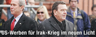 George W. Bush, und der deutsche Kanzler Gerhard Schröder