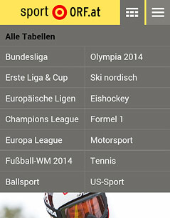 © ORF.at Ein Handy zeigt Tabellen in der Mobile Version von sport.ORF.at