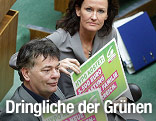 Gr&uuml;nen-Chefin Eva Glawischnig und der Gr&uuml;ne Finanzsprecher Werner Kogler