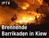 Brennende Barrikaden auf dem Unabhängigkeitsplatz in Kiew