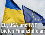 Ukrainische und EU-Fahne