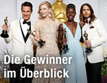 Die Gewinner Matthew McConaughey, Cate Blanchett, Lupita Nyong'o und Jared Leto