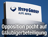 Tafel vor der Hypo-Zentrale in Klagenfurt