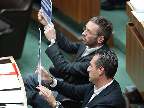 © ORF.at/Roland Winkler FPÖ-Generalsekretär Herbert Kickl und FPÖ-Parteichef Heinz Christian Strache
