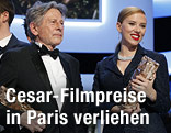 Regisseur Roman Polanski und Schauspielerin Scarlett Johansson