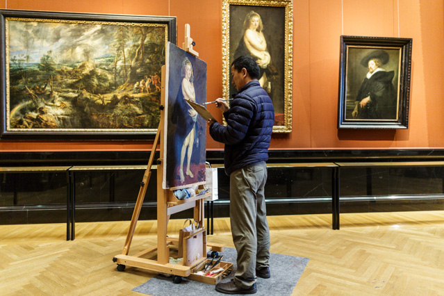 © ORF.at/Dominique Hammer Chinesischer Künstler malt im Kunsthistorischen Museum