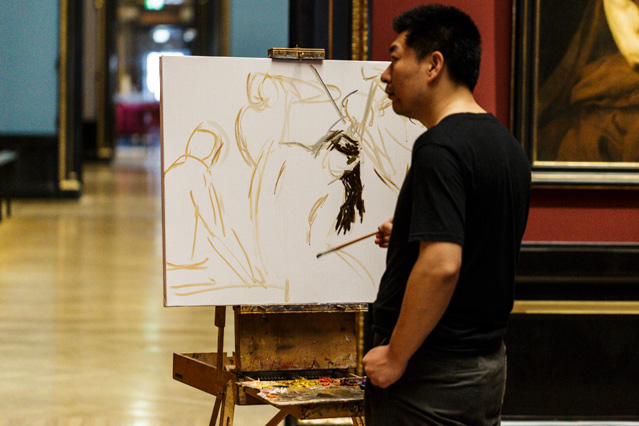 © ORF.at/Dominique Hammer Chinesischer Künstler malt im Kunsthistorischen Museum