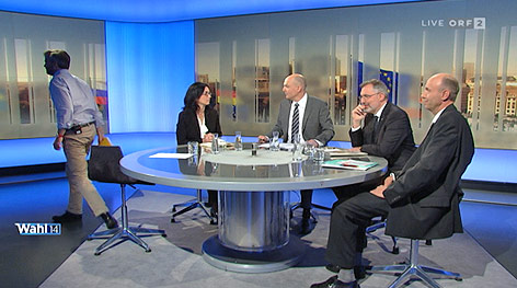 © ORF Abgang von Martin Ehrenhauser (Europa anders) aus dem TV-Studio