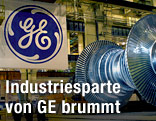 GE-Logo hinter Turbine
