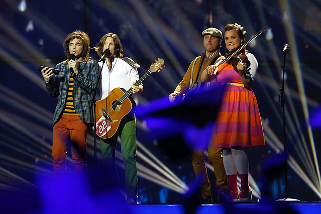 © APA/AP/Frank Augstein Die lettische Gruppe Aarzemnieki während ihrer Performance