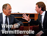 Au&szlig;enminister Sebastian Kurz und Russlands Au&szlig;enminister Sergej Lawrow