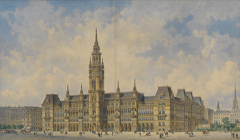 Siegerentwurf für das neue Wiener Rathaus 1869 von Friedrich von Schmidt