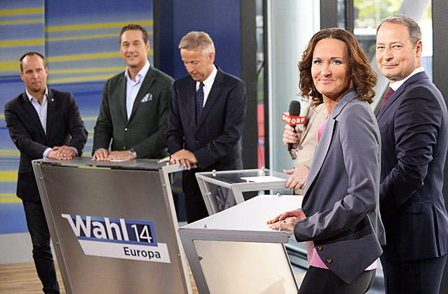 © APA/Hans Klaus Techt Die Parteispitzen im ORF-Studio