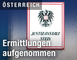 Schild der Justizanstalt Stein