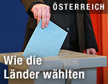 Ein Wahlzettel wird in eine Urne geworfen