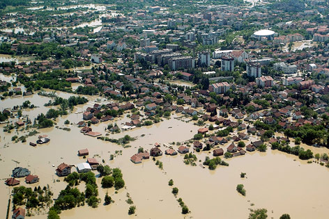 Die überflutete Stadt Obrenovac