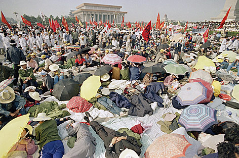 © AP/Sadayuki Mikami Stizstreik am Platz des himmlischen Friedens im Mai 1989